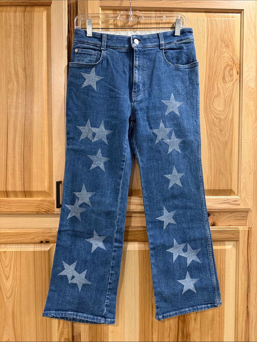 Stella McCartney Loose Fit Blue Star-Print Women’s Size 28 Streetwear Jeans